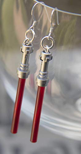 Star Wars Lightsaber Handmade Earrings STERLING SILVER Hooks Red Darth Vader Jewelry Star Wars For Teen Girls Sith Dark Side Light Saber
