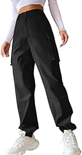 GORGLITTER Damskie spodnie cargo Classics spodnie cargo Straight wysoka talia Capri długie spodnie streatwear z kieszeniami z patkami