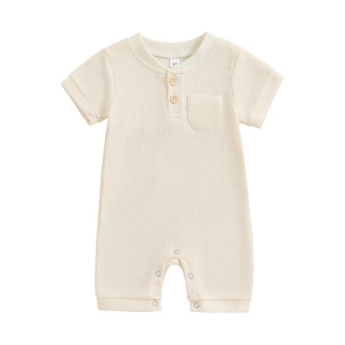 Image of Kuriozud Newborn Infant Unisex Baby Boy Girl Clothes Button Romper Jumpsuit Basic One Piece Outfits