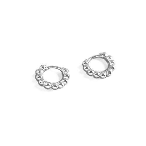 Minimalist Ball Bead Small Hoop Earrings For Women Girls S925 Sterling Silver Pierced Ear Simple Cartilage Tragus Sleeper Earrings Irregular Tiny Dot Hinged Fashion Jewelry (6Mm Silver) #TOP20