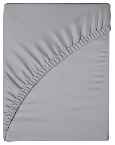 Funky Gadgets Double Fitted Sheet Grey 12 Inch (30cm) Deep Fitted Sheets 90 GSM Soft Brushed Microfiber Fitted Sheets Easy Care Bottom Sheet(137 X 190cm)