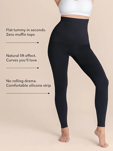 SHAPERMINT High Waisted Tummy Control Compression Leggings for Women - Petite to Plus Size Womens Leggings Non See Through