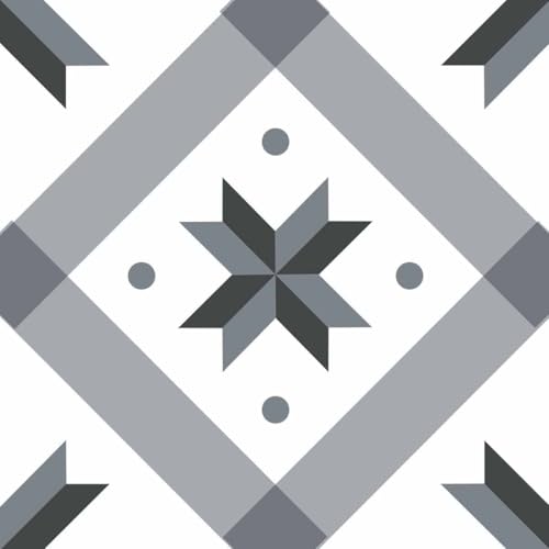 Draeger Paris – Azulejos adhesivos de pared – Ideal para cocina y baño – Lote de 6 cuadrados adhesivos de estrella gris 15 x 15 cm