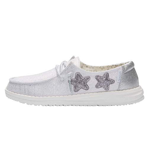 Image of HEYDUDE Wendy Star Loafers for Little, and Big Kid - Textile Upper with Lace Detailing, Removable Insole, Chic and Nice
