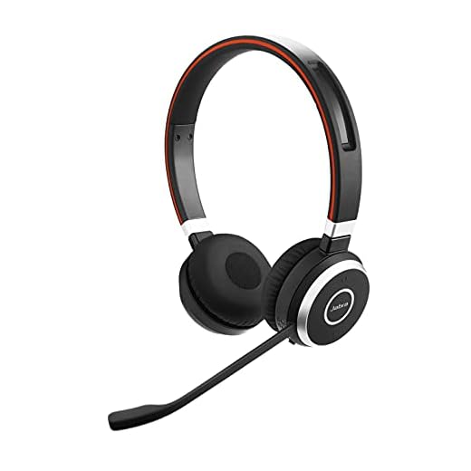 Jabra Evolve 65 Wireless Stereo On-Ear Headset - Microsoft Teams zertifizierte Kopfhörer mit langer Akkulaufzeit und Ladestation - USB Bluetooth Adapter - schwarz