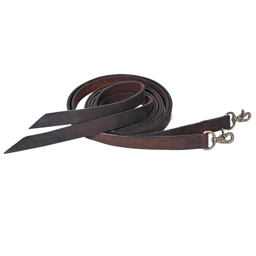 HILASON Western Genuine Leather Horse Split Reins Dark Brown