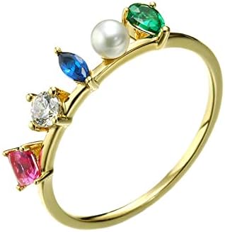 Epinki Wedding Ring, Women's Ring 14K/18K Gold Round White Pearl Crown Rings Marriage