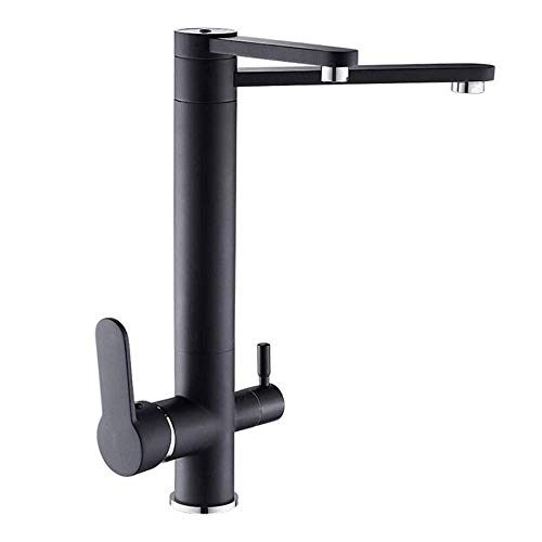 Mitigeur 2 sorties de cuisine 3 en 1 en laiton chrome rotatif