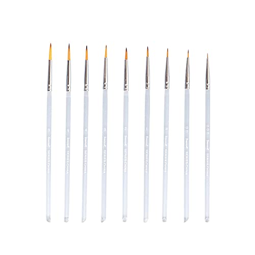 JOWOART Very fine tip Nylon Hair 9 pcs Watercolor Paint Brush Transparent Acrylic Rod Hook line Pen Stroke Pen for Beginners Art