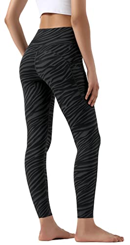 Leovqn Yoga Pants with Pockets Gym Legging Women High Waist Sport Running Workout Tummy Control Leggings - Deep Coal Multi Black XL - Image 3