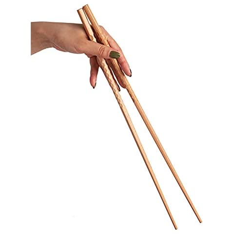 HuaLan Reusable Natural Wooden Extended Chopsticks, Lengthened Chopstick Suitable for Hotpot, Frying, Cooking, Noodle, 16.5 Inches, Set of 4 Cover