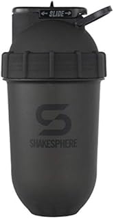 ShakeSphere Tumbler: Protein Shaker Bottle, 700ml - Capsule Shape Mixing - Easy Clean Up - No Blending Ball or Whisk Needed - BPA Free - Mix & Drink Shakes, Smoothies, More - Frosted/Black