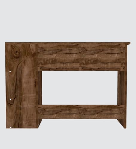 Image of Modern Compact Study Desk with 3 Side Shelves, Space-Saving Home Office Table, Wood Finish, 103x72x40 cm