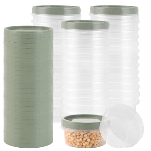 MIVIDE 40 recipientes herméticos de 300 ml con tapa, recipientes reutilizables de plástico para congelador, a prueba de fugas, pequeños recipientes para tuppers con tapa, redondos, para microondas