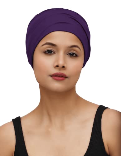 Image of The Headscarves Women Silky Soft Bamboo Viscose Sleep Cap for Hair Loss Chemo Headwear Skull Cap Free Size (Multicolor) (HS3 Multicolor)