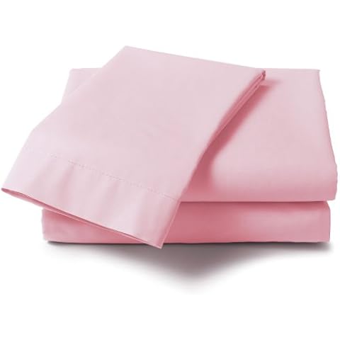 Percale Flat Sheet Pastel, Polyester-Cotton, Pink, Double Cover