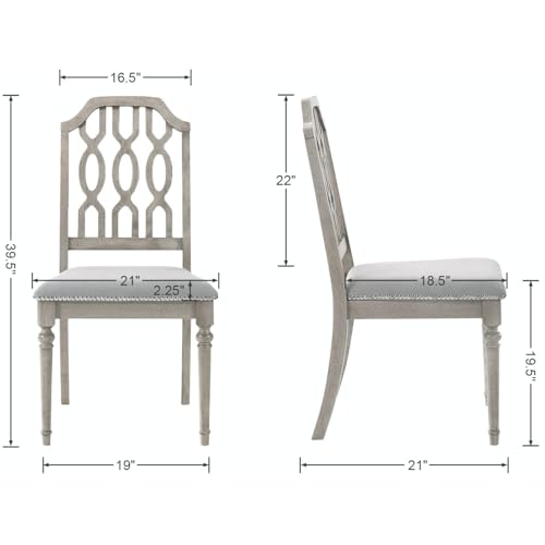 chairus-Farmhouse-Dining-Chairs-Set-of-2-Upholstered-Armless-Kitchen-Chairs-with-Lattice-Carved-Back-Rustic-Chenille-Padded-Wooden-Side-Chairs-for-Dining-Room-Living-Room-Restaurant-Grey chairus Farmhouse Dining Chairs Set of 2 Upholstered Armless Kitchen Chairs with Lattice Carved Back Rustic Chenille Padded Wooden Side Chairs for Dining Room Living Room Restaurant Grey