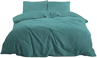 [hachette] Teddy Bear Fleece Duvet Cover Set Super Soft Warm and Cosy Bedding Set Including Pillowcases (Teal, Single)