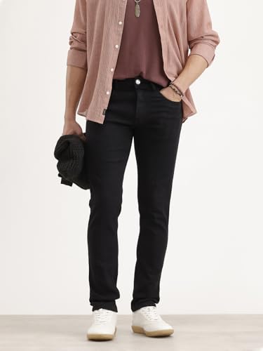 Image of WROGN Men's Cotton Blend Jeans | Solid | Slim Fit