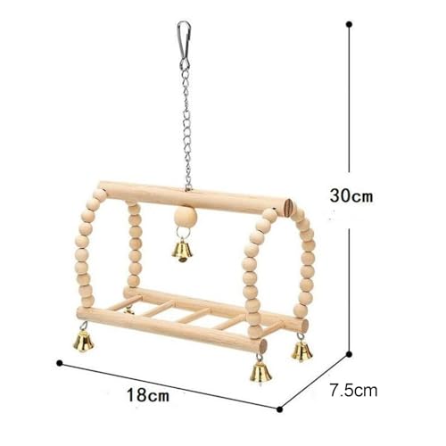 Yajuyi Playground para aves exóticas, escada de madeira suspensa, balanço de diversão