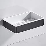 Estantería Ducha sin Taladro- ❤ Diseño geométrico de estilo moderno y acabado blanco pulido, las pegatinas adhesivas transparentes y sin perforaciones