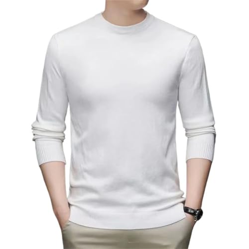 Men's Round Neck Solid Color Knitted Sweater Warm Street Slim Pullover3