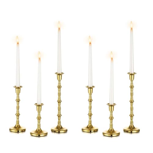Inweder Brass Candlestick Holders Vintage: Tall Gold Taper Candle Holder