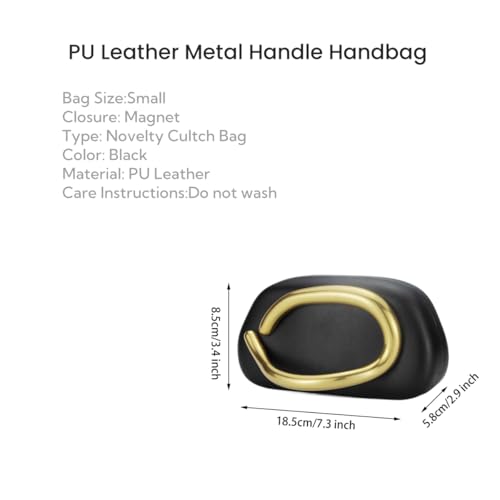 Image of Women PU Leather Metal Handle Handbag Trendy Commuting Compact Stone Purse Hand-held Causal Shoulder Clutch Bag