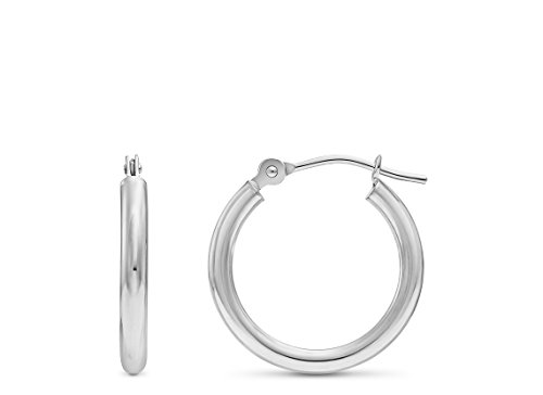 Image of 14k White Gold Classic Round Hoop Earrings