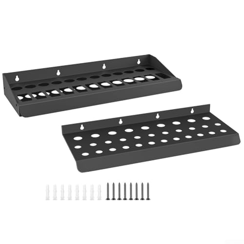 Wall Mounted Metal Tool Storage Rack Set of 2 for Garage or Home, Heavy-Duty Organiser Holds 32 Screwdrivers and 24 Pliers, Iron Build with Pre-Drilled Holes and Installation Hardware
