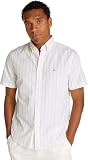 Tommy Hilfiger Camisa de Popelín para Hombre Flex Poplin Manga Corta, Multicolor (Citronella/Optic White), XS