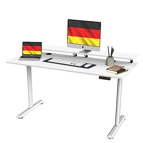 SOSINYA Mesa Escritorio elevable con Memoria de Altura Ajustable, estación de Trabajo para computadora, 140 x 60 cm, Soporte para Monitor para Oficina en casa