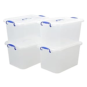 Asking 12 L Clear Plastic Storage Box with Handle, 4-Pack