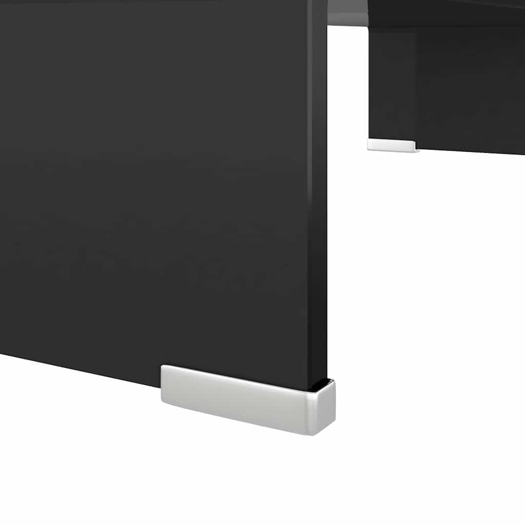 Leasha Rehausseur Écran PC Bureau, Réhausseur d'Écran Support de Moniteur 60x25x11 cm verre noir