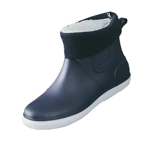 Botas de lluvia para hombre, forradas cálidas, resistentes al agua, con hebillas, antideslizantes, cómodas botas de invierno, zapatos de nieve para exteriores, zapatos de lluvia, zapatos de goma
