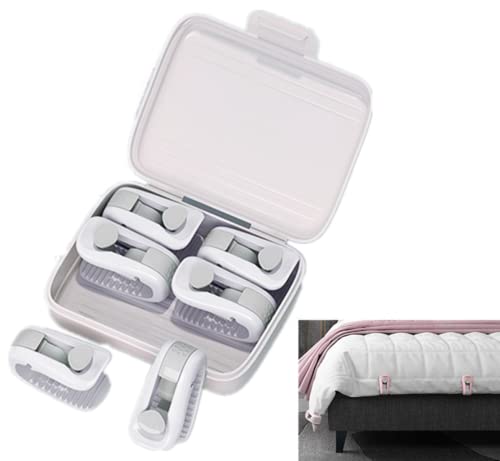 TINGJUNN Lot de 6 supports de couette sans aiguilles, clip de couette, clip de couette rembourré, empêche la couette de bouger. (blanc) Cover