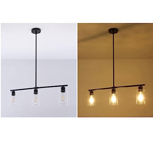Lámparas de techo para cocina y comedor con pantalla de vidrio transparente de latón cepillado 4
