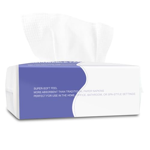 Disposable Face Towel 60 Count Cotton Tissue Dry Face Wipes Face Cloths for Women Ultra Soft CleanTowels for Washing Face Makeup Removing 20x20cm (EF Pattern)