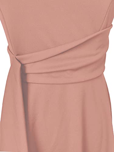 image for FENJAR Women's Elegance Audrey Hepburn Style Ruched Dress Round Neck 3