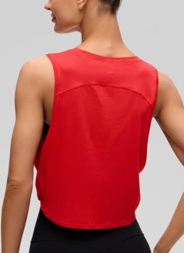 Image of CRZ YOGA Pima Cotton Dropped Armhole Tank | Workout, Naturally Soft, Loose Fit, Crop, Crewneck, Knotted Sides, Sleeveless Tops for Women