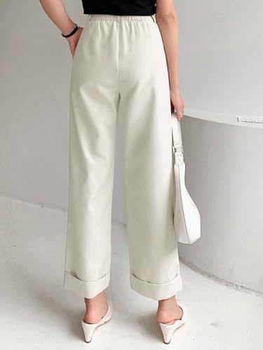 SECOLI Women's 2024 Casual White Pant Straight-Leg Casual Pants2