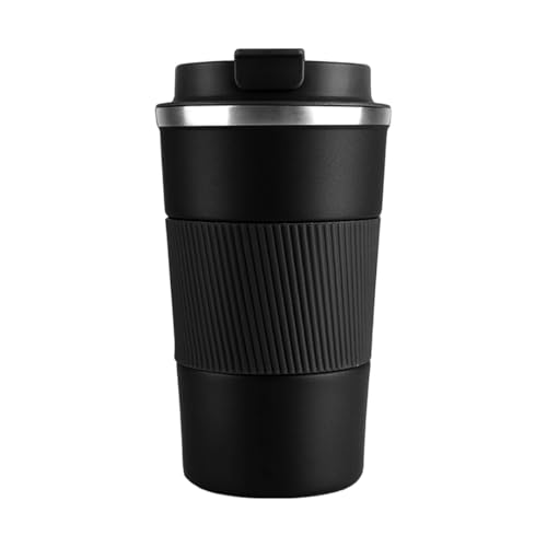 Image of Giftana Coffee Tumbler Mug 510ml with Leakproof Lid, Reusable Travel Coffee Mug with Non-Slip Protective Cover, Coffee Cup for Office and Travel, Birthday Gifts for Men, Valentine's Day Gifts (Black)