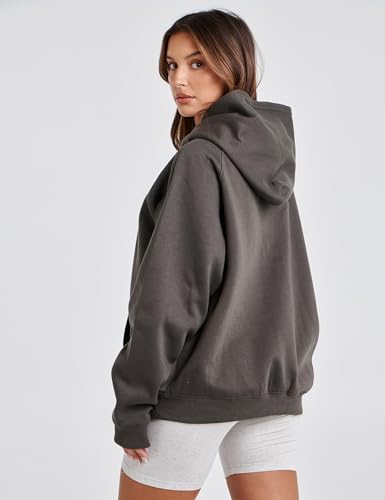 SAFRISIOR Oversized Hoodies for Women and Men Couples Fleece Basic Solid Hooded Sweatshirt Pullover Jackets