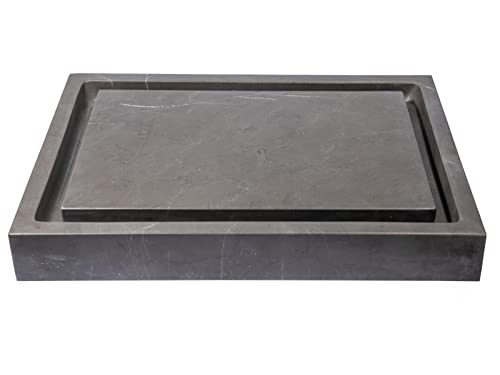 Eden Bath Rectangular Infinity Pool Vessel Sink, Honed Pietra Gray Marble - Stylish Sink