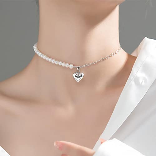 Collier pendentif coeur perle argent sterling s925 bijoux raffinés - 2