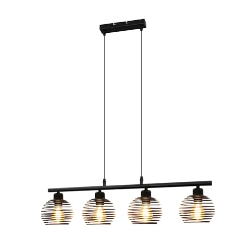 ZMH Pendelleuchte Esstisch Hängelampe Vintage - Schwarz Hängeleuchte Industrial Design Retro Esstischlampe E27 Metall 4 Flammig Esszimmerlampe für Esszimmer Küche Wohnzimmer Arbeitszimmer