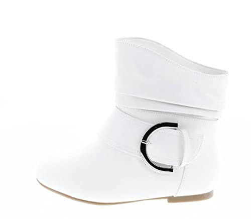 TOP Moda Women's Ankle Booties Buckle Mid Calf Buckle Slouch Flat Heel Strap Fashion Shoes2