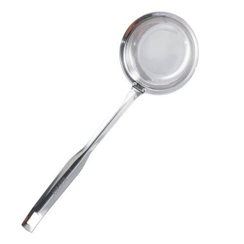 Cuchara de acero inoxidable, colador de malla fina, colador plano de cocina, cucharón, colador de alimentos para freír, grasa y espuma