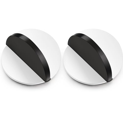 Hotop Self-Adhesive Floor Door Stoppers Oval Stainless Steel Door Stop Mounted Half Moon Wall Protector with Glues for Hard Floor Glass(White,2 Pcs)