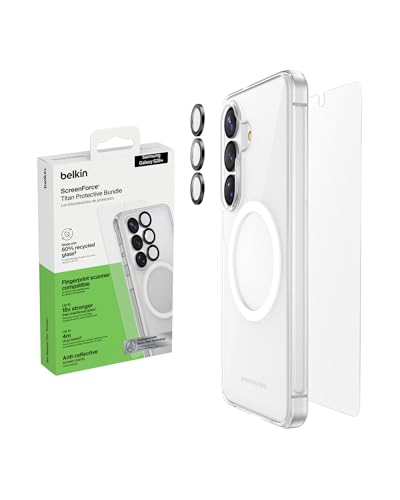 Belkin ScreenForce Titan 3 en 1 Lot d'Accessoires pour Samsung Galaxy S26+ avec Protection d'Écran Antirayure, Coque de Protection Anti-Impact de Choc et Protections d'Objectifs, Antichute de 4m